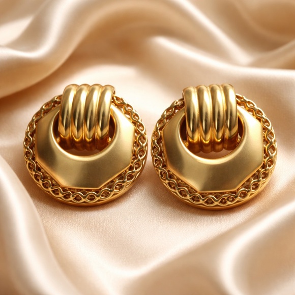 Jewelry - Elegant Gold-Tone Clip Earrings